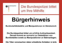 Buntmetalldiebstähle und Manipulationen im Gleisbereich – Zeugen gesucht