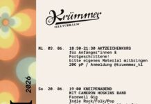 Krümmer-Programm Juni: Aktzeichenkurs – Cameron Hoskins Band – Vernissage „Zwei Jahre L’Autre Culture“