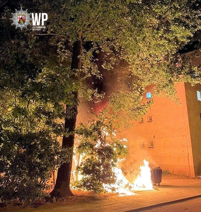 Eine Mülltonne im Asternweg ist in Flammen aufgegangen.