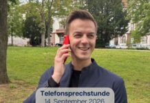 Der Bundestagsabgeordnete Matthias Mieves (SPD) bietet seine Telefonsprechstunde an