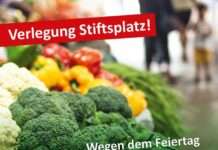 Wochenmarkt wird vorverlegt